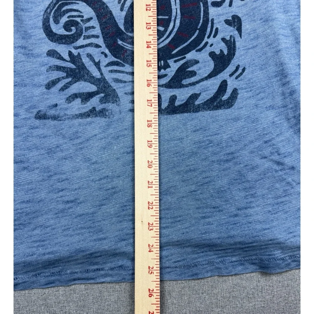 1984 Denim Co Blue Motorcycle Graphic T Shirt Mens Small Slub Cotton